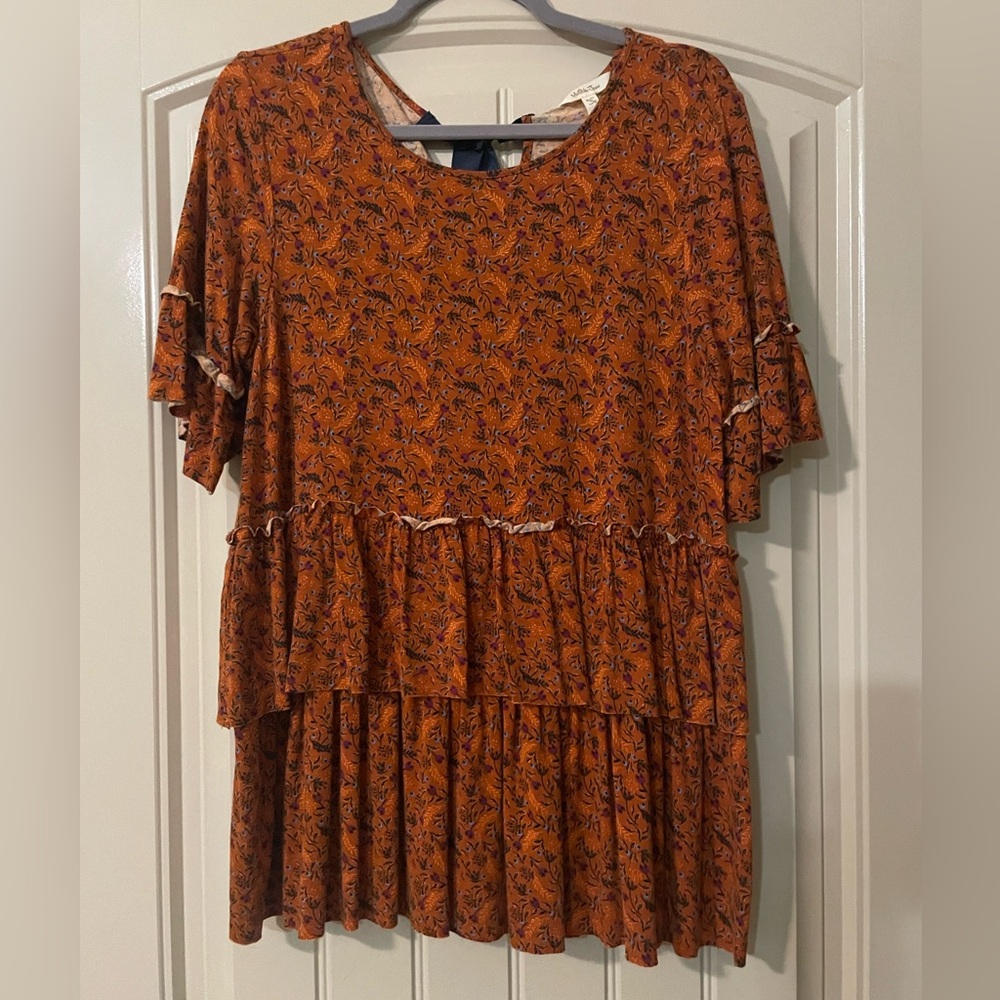 Matilda Jane Orange Floral Top NWOT